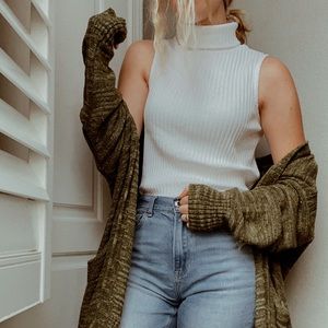 White turtle neck tank
